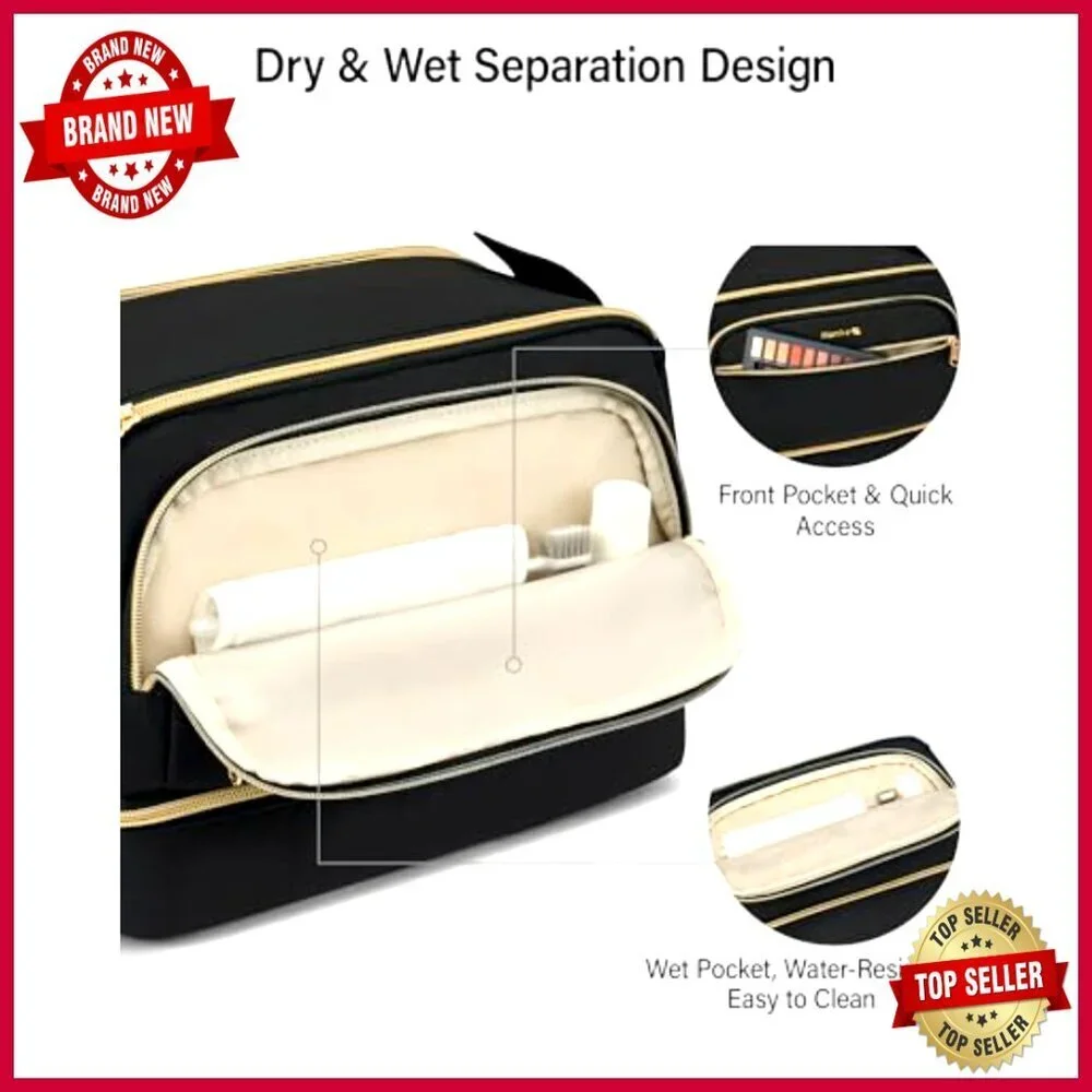 Large Water-Resistant Travel Toiletry Bag with Dual-Layer Design